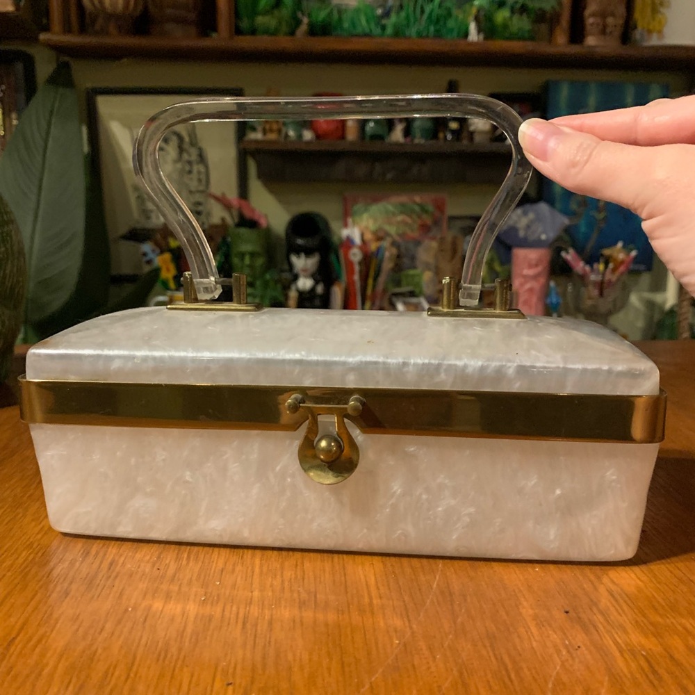 Vintage Lucite Handbag with Gold Accents